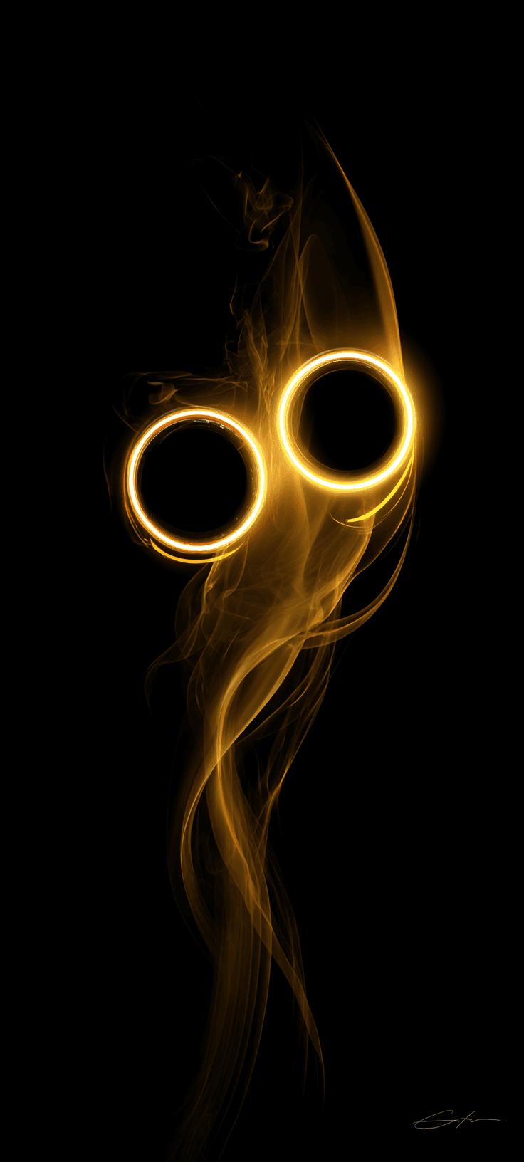 Abstract Glowing Amber Rings Minimalist Art