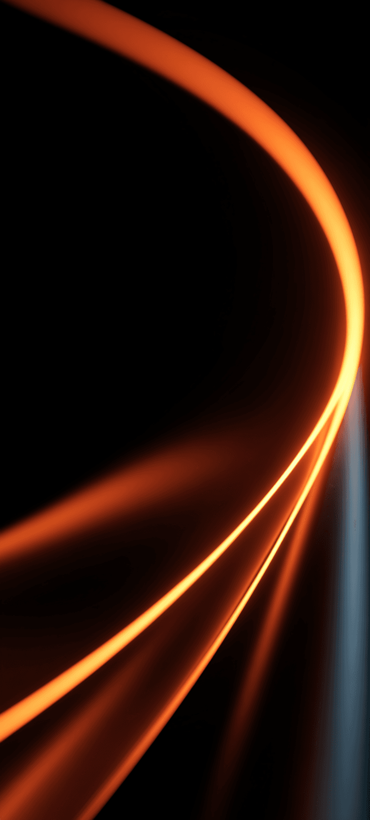 Glowing Neon Orange Light Streaks on Black — Abstract Dark Wallpaper