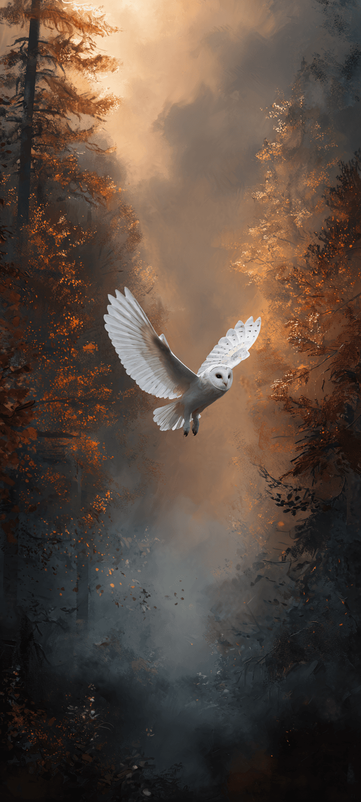 Majestic White Owl in Autumn Forest – Free Nature Wallpaper for iPhone 2026