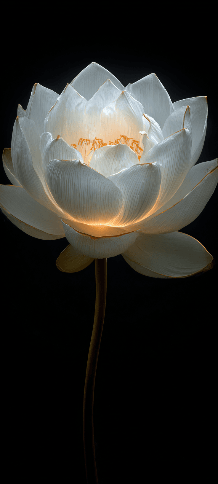 Glowing White Lotus Flower Wallpaper with Dark Minimal Aesthetic