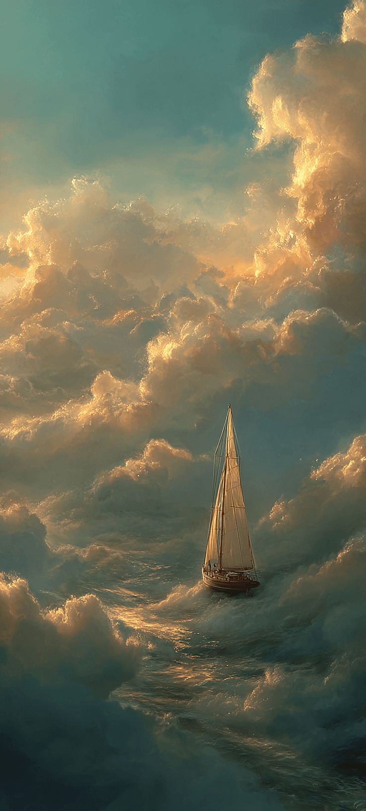 Dreamy Golden Cloud Sailboat – Free Wallpaper for iPhone and Android 2026