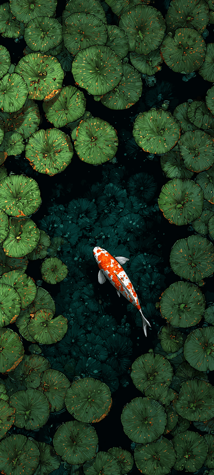 Sage Green Aesthetic Wallpaper Mobile - Koi Fish Pond 4k