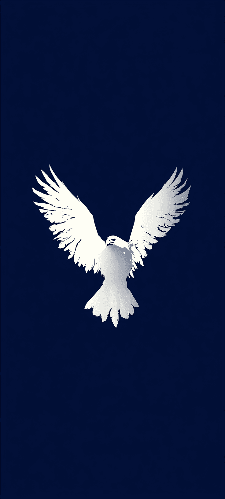 Minimalist White Eagle Wallpaper with Dark Blue Background