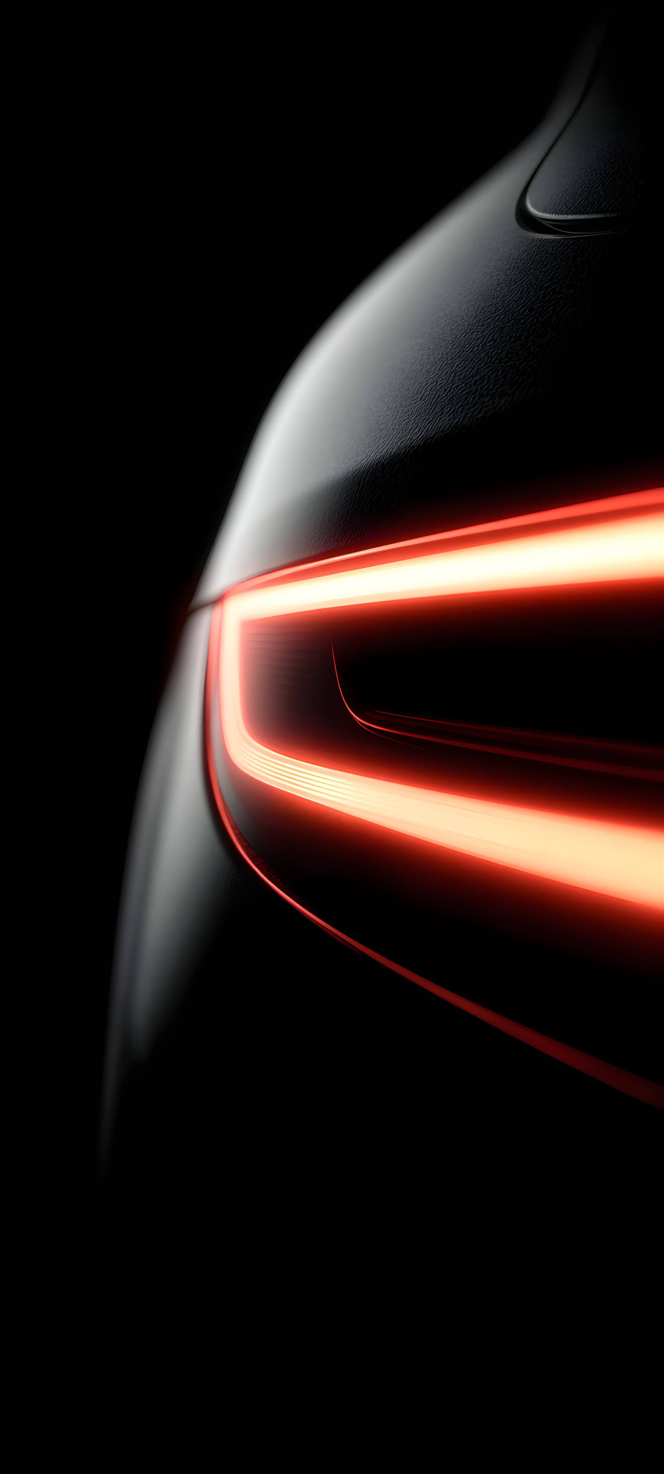 A sleek, futuristic red light curve on a dark background, modern minimalist digital art wallpaper